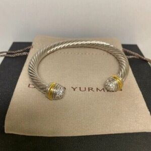 David Yurman Silver and Gold Cable Bracelet 7mm